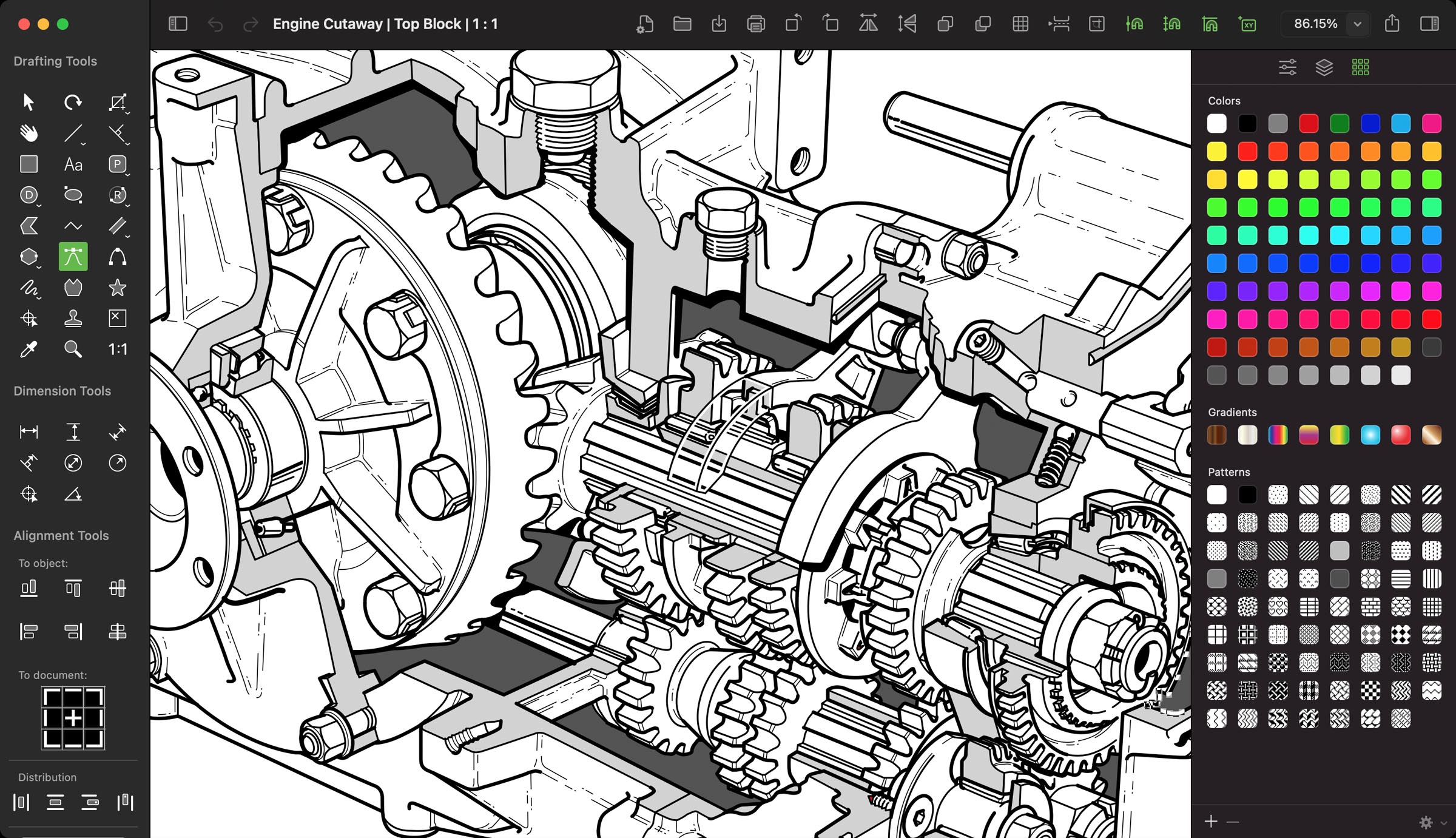 MacDraft Engine Cutaway