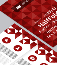 Red Pattern Half Fold Brochure Template