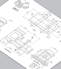 Toy Train Orthographic CAD Template